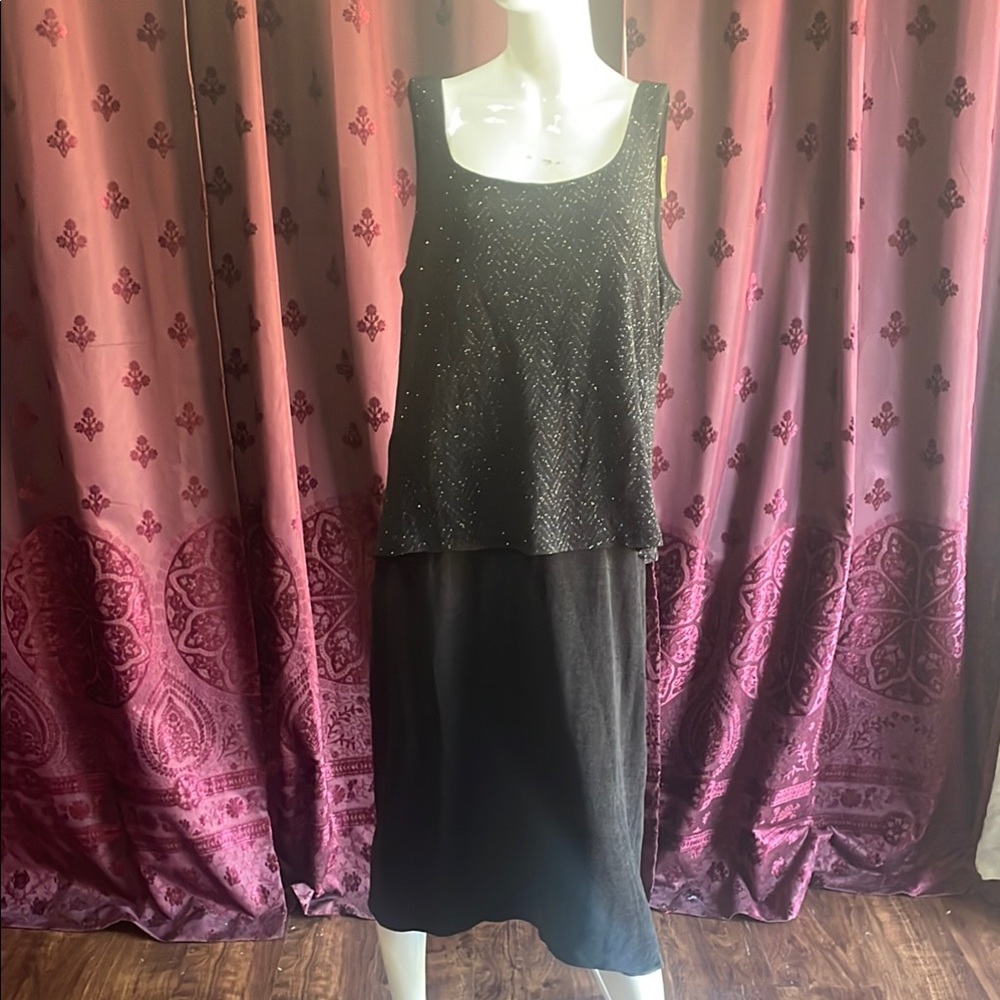 Vintage Ursula Sparkle Sleeveless Little Black Dress Size 18W